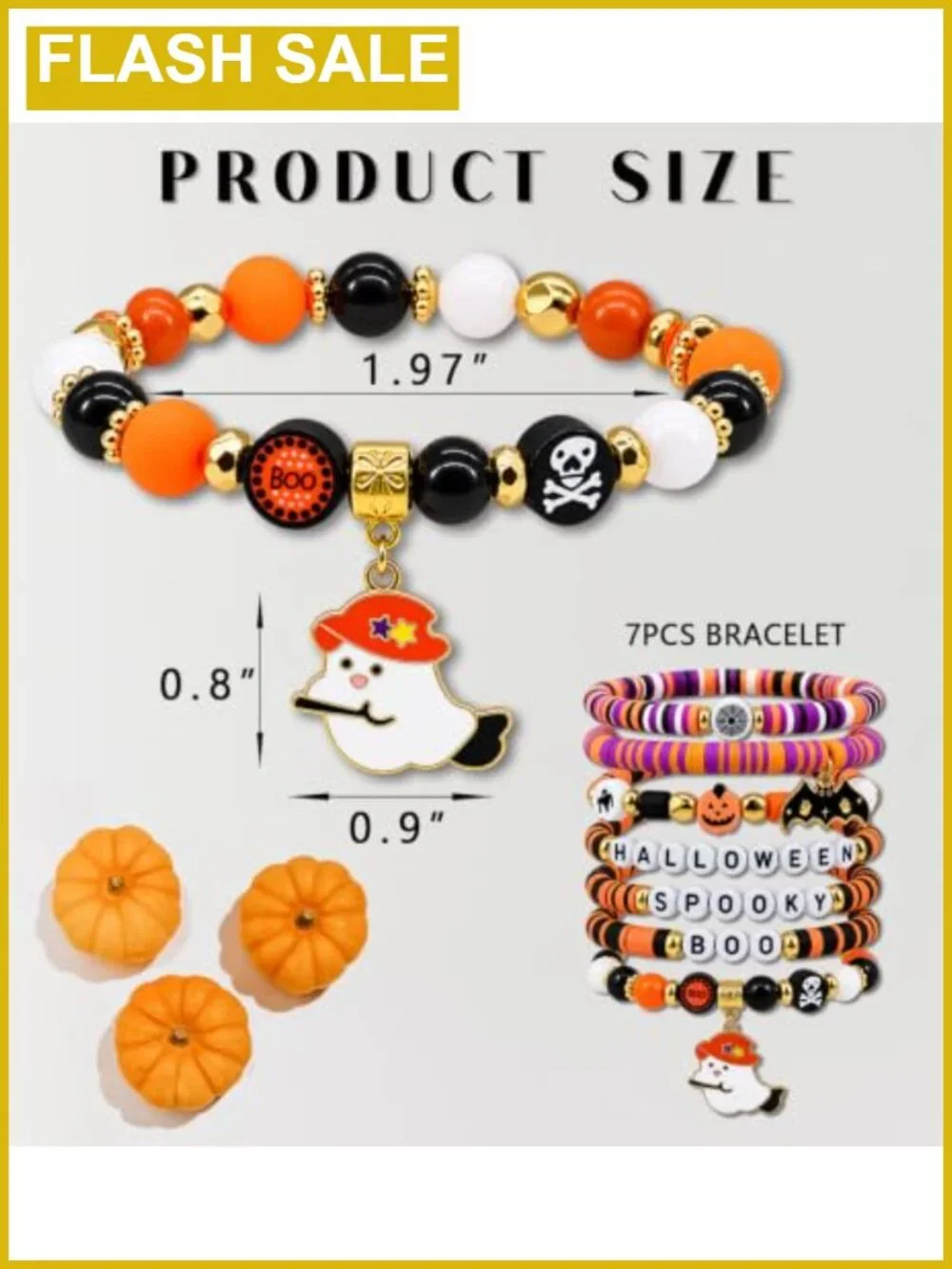 Halloween Beaded Stretch Bracelets Set Party Favors Stackable